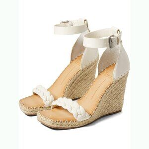 New DOLCE VITA Off White Leather Nilton Wedge Espadrille Sandals Shoes 10